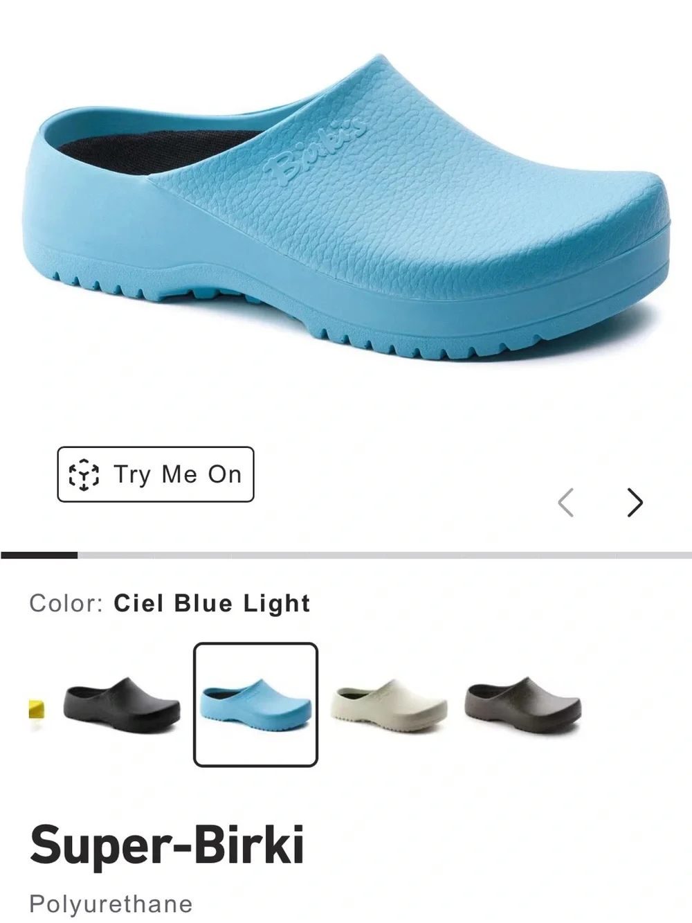 Super Birki Slip-On Work Clog Shoes in Light Blue/Aqua *Used Condition*